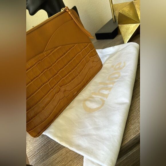 Walden Croc-Embossed Leather iPad Clutch Bag - Picture 2 of 6